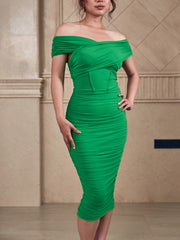 Changeable neckline mesh dress