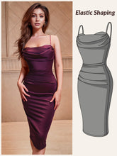 Elegant Bodycon Sleek Draped Neckline Midi Straps Dress