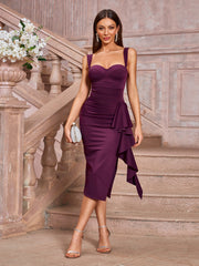 Elegant Bustier Bodycon Midi Cascading Ruffle  Dress